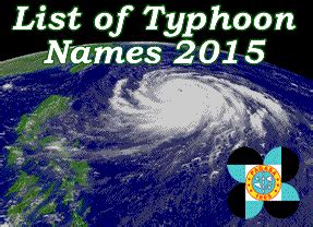 PAGASA's list of typhoon names for 2015 .